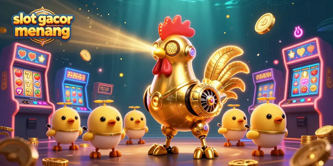 Slot gacor mudah menang dengan simbol keberuntungan dan robot berlomba meraih jackpot.