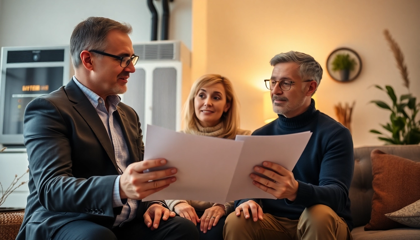 Explore heating financing options with this professional couple in a warm, inviting home.