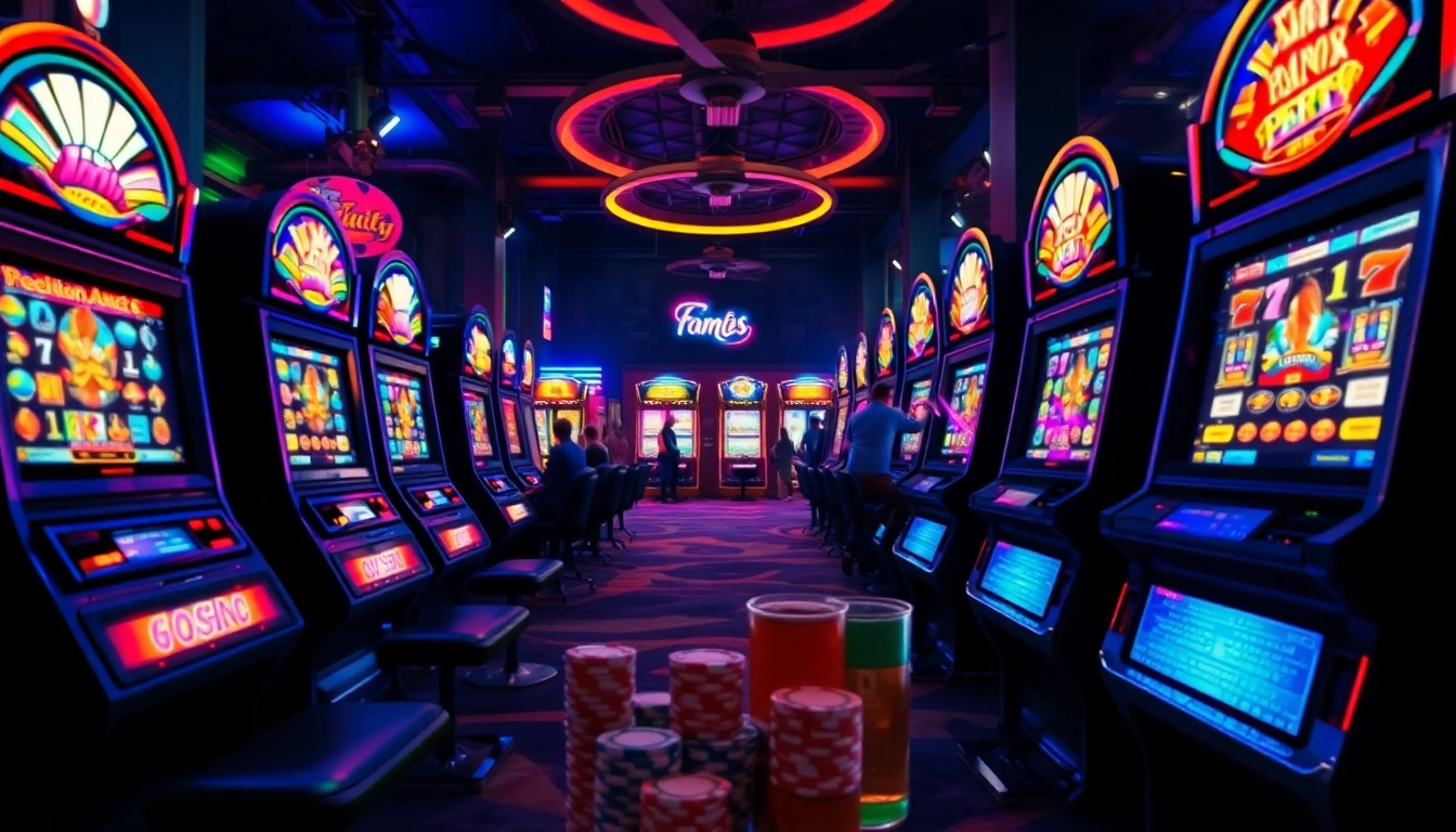 Menangkan slot online di mesin slot berwarna-warni di kasino yang hidup.