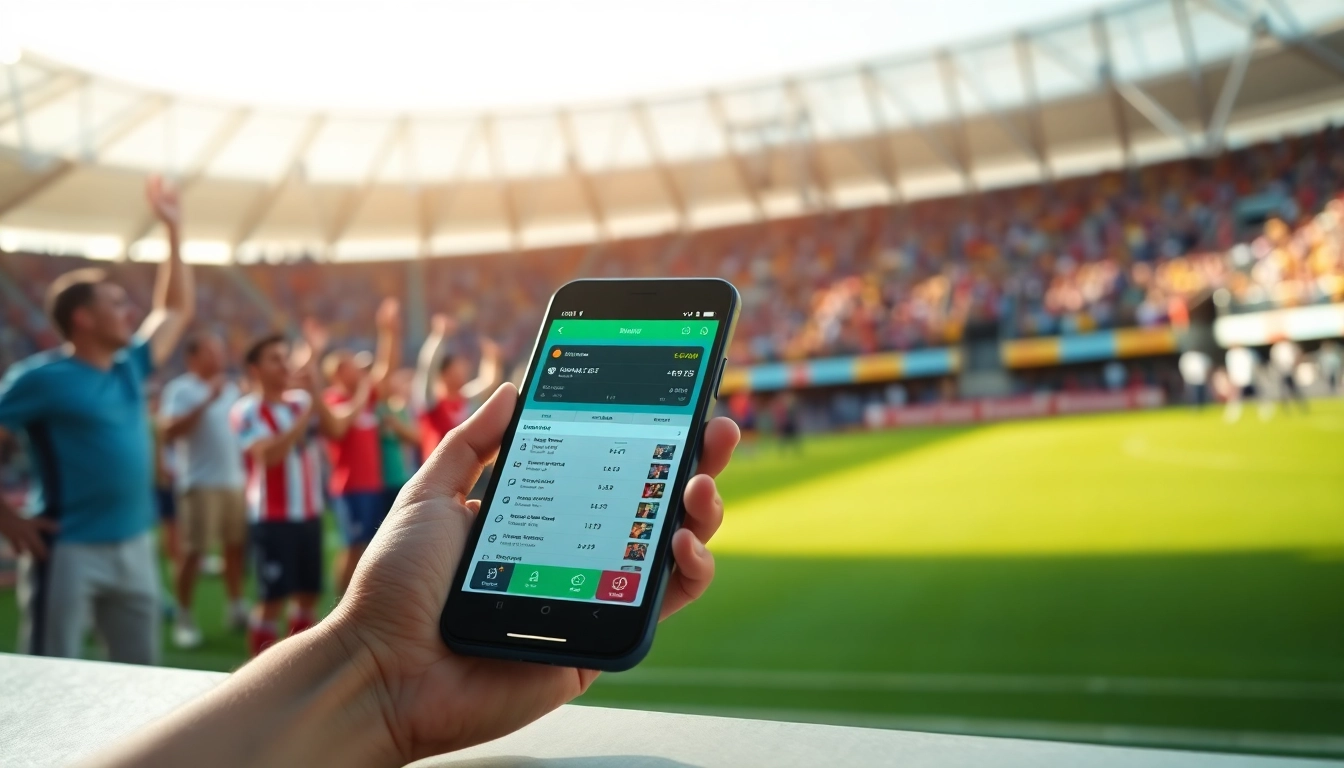 Explore the best sports betting apps in India illustrated through a vibrant smartphone betting on live events.