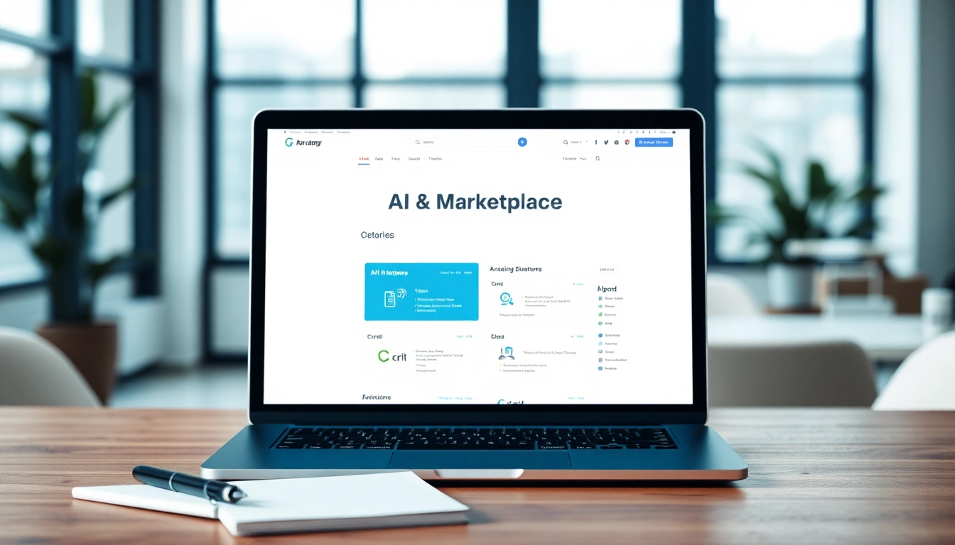 View a professional and innovative ai tool marketplace interface on a laptop.