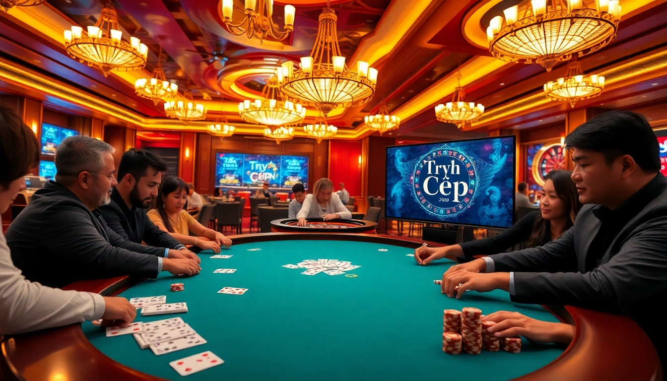 Gambling enthusiasts engage at a poker table, demonstrating seamless Truy Cập to online betting.
