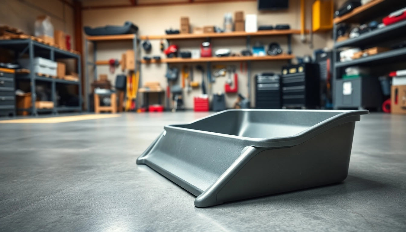 Oil Drain Pan demonstrating functionality and design in a professional garage setting.
