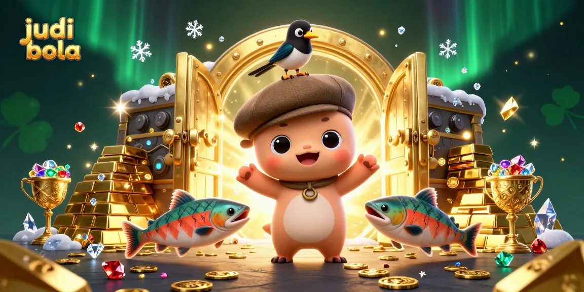 Experience judi bola excitement with cute characters and sparkling treasures in this vibrant casino scene.