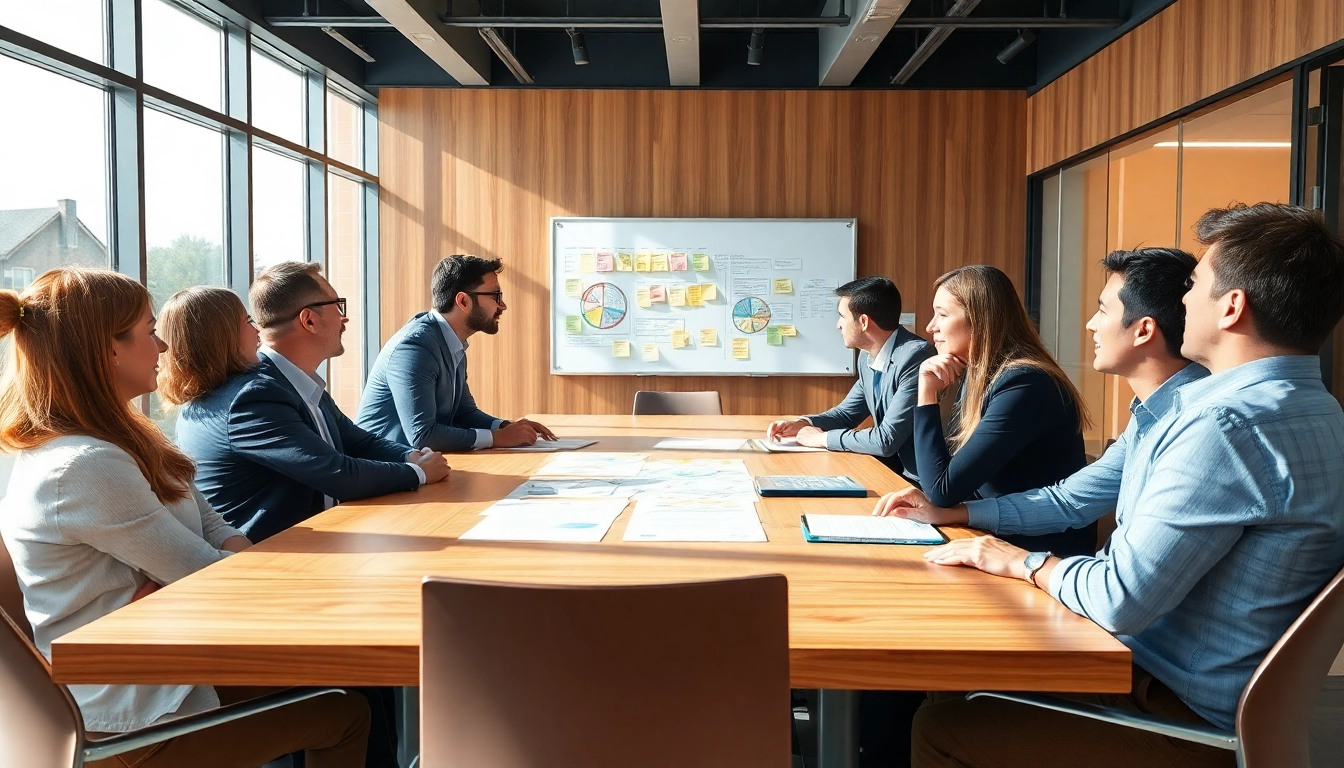 Enhance change management consulting strategies with professionals collaborating in a bright office.