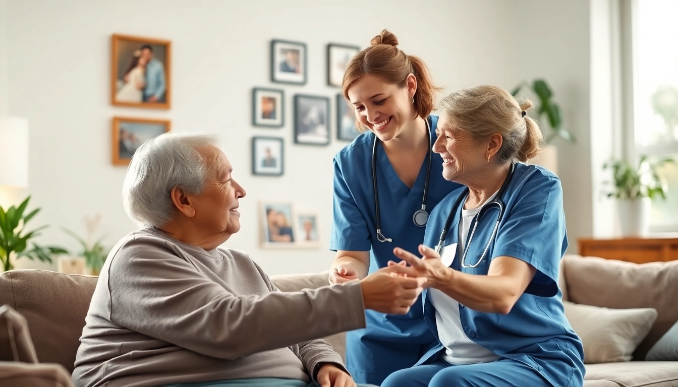 Providing at home health care services near me with compassionate support in a cozy living room.