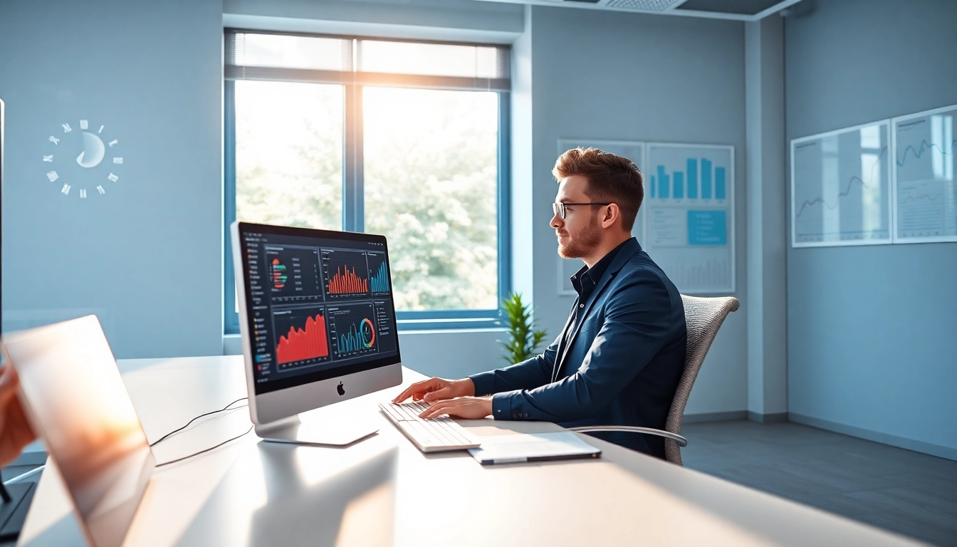 Analyze insights at https://uu88.how/ with an energized marketer in a bright workstation.