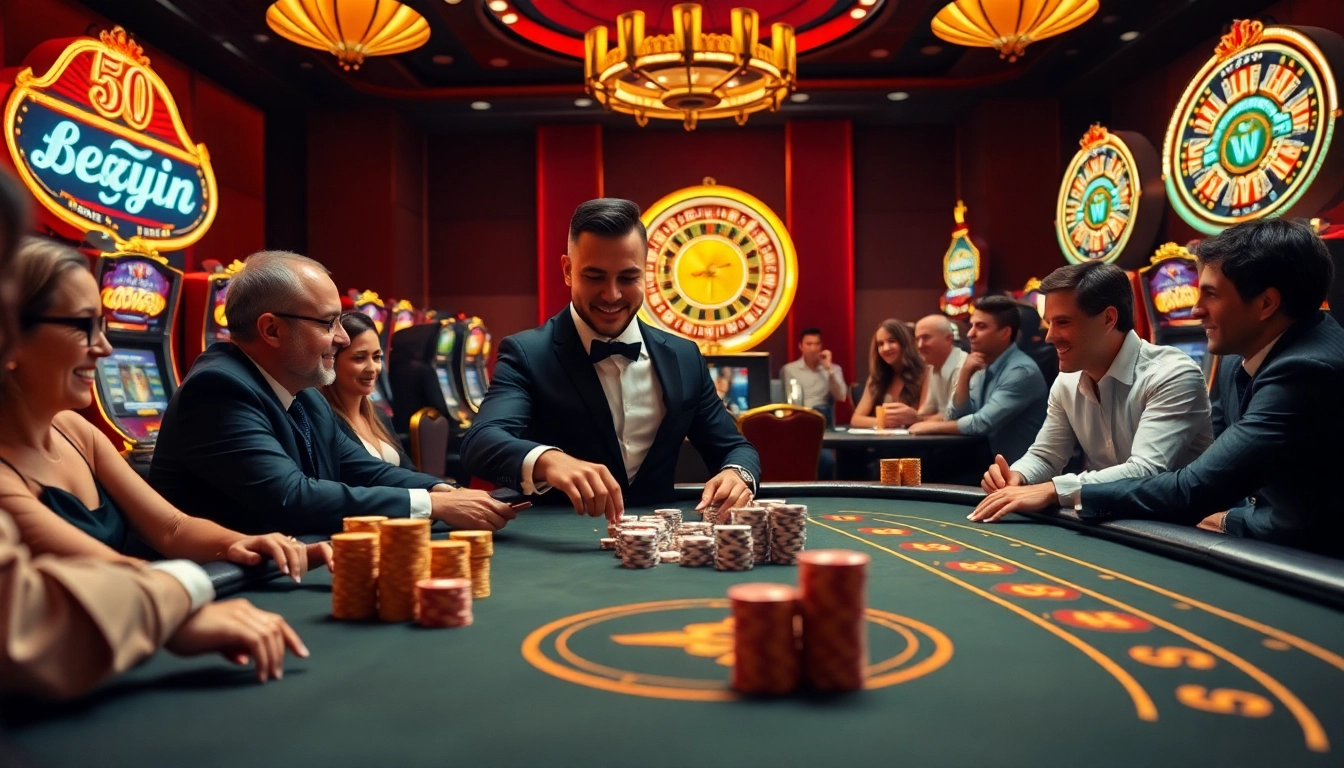 Players engaging at a Haywin poker table, highlighting excitement and luxury in a casino setting.