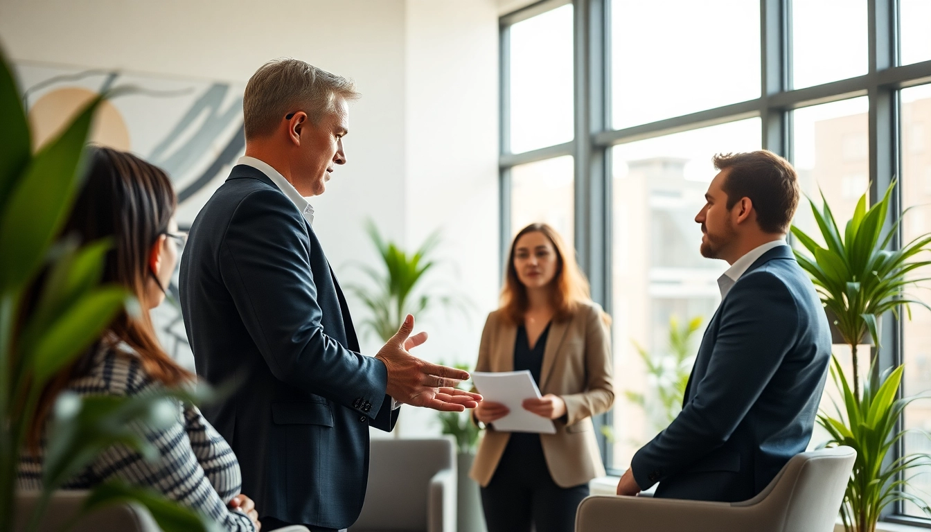 Business coach San Francisco facilitating a collaborative client meeting in a modern office.