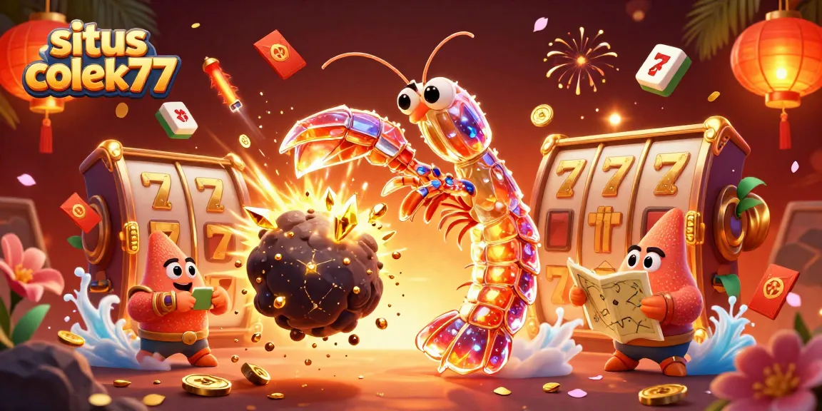 Spin to win on situs colek77 with a galactic samurai and slot reels amidst a rich, colorful backdrop.