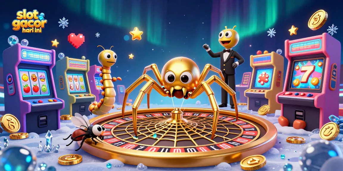 Engage in thrilling gameplay with slot gacor hari ini, featuring a dynamic spider roulette wheel and vibrant casino elements.