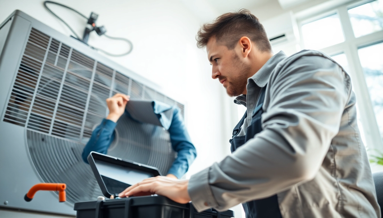 Expert HVAC Repair Tampa technician repairing an air conditioning unit with precision.