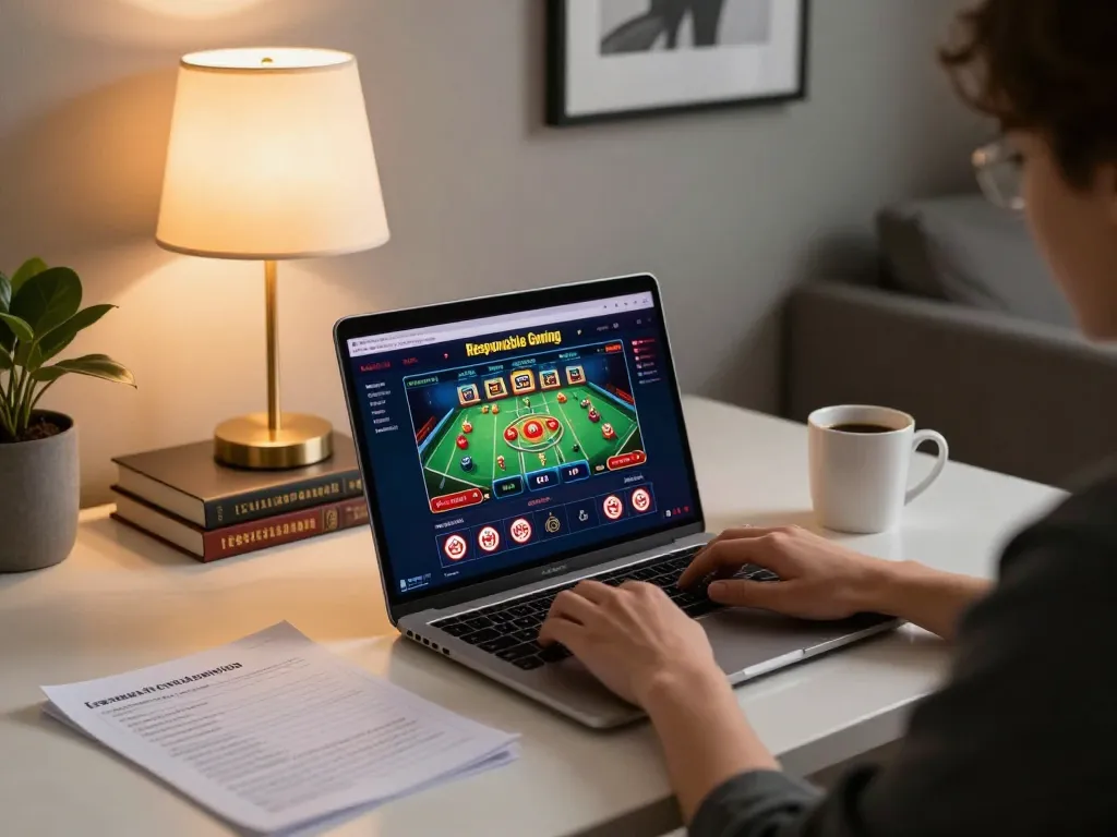 Engaging home environment showcasing online casinos Canada with a person playing on a laptop.