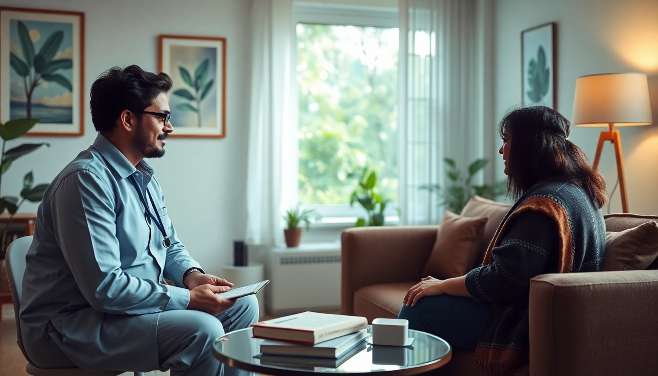 Engaging scene demonstrating expert psychiatry care India between a therapist and patient.
