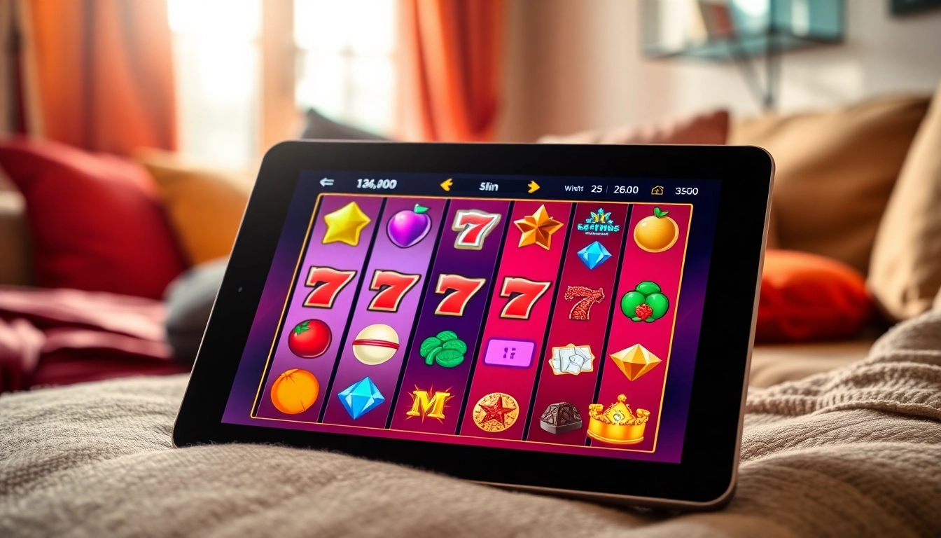 Experience Online slots Uk excitement with a colorful tablet display and inviting atmosphere.