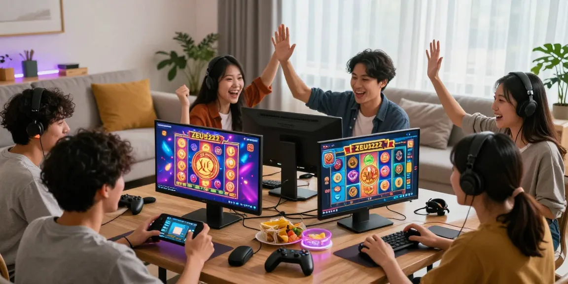 Exciting slot gacor gameplay experience with friends using ZEUS222 app, showcasing dynamic gaming atmosphere.