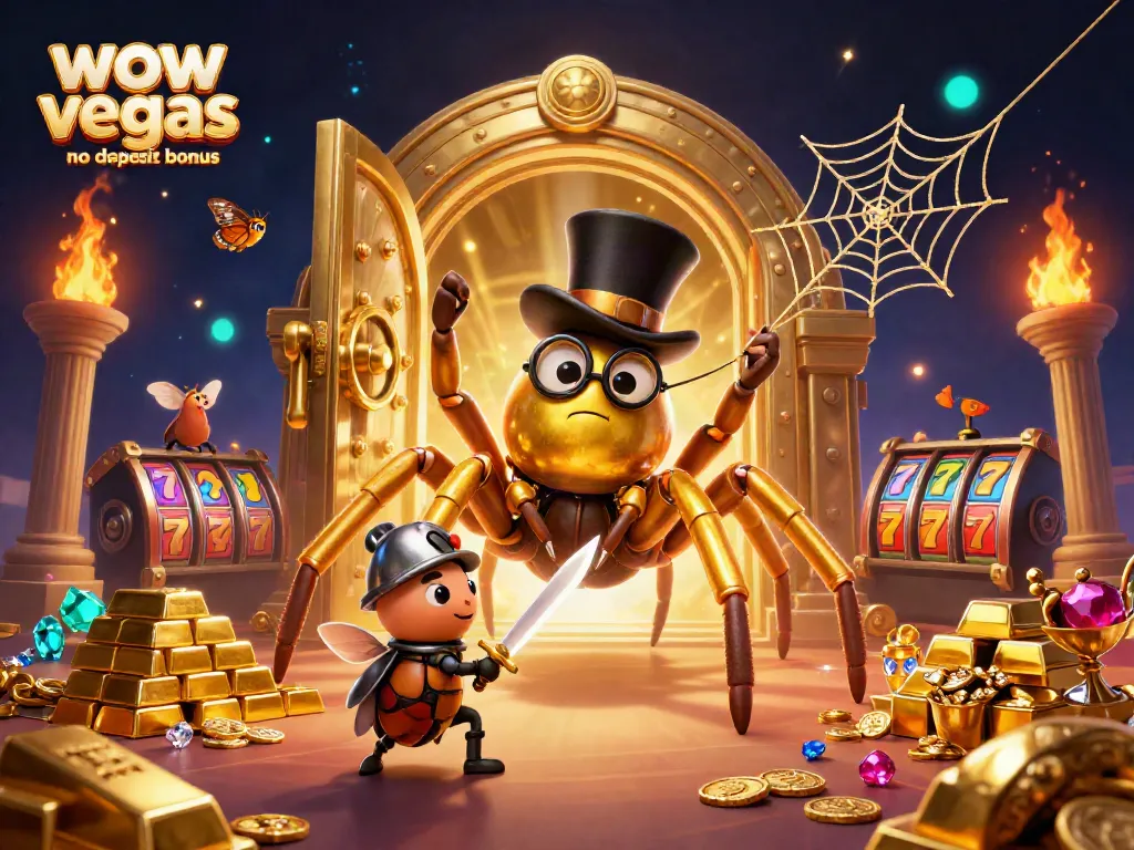 Engage with the wow vegas no deposit bonus featuring playful characters in a vibrant casino scene filled with excitement.