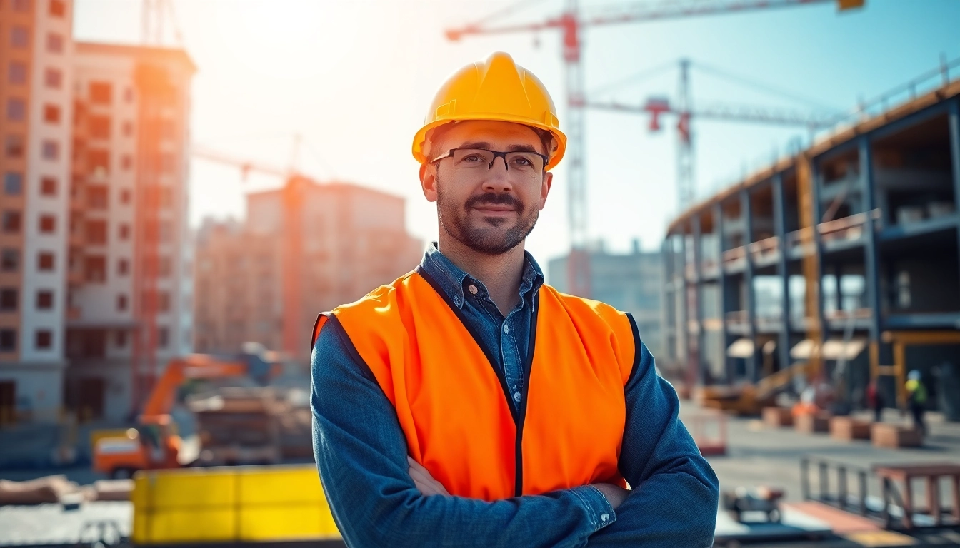 New Jersey Construction Manager leading a construction site with cranes and workers.