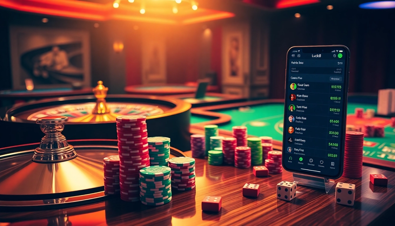 Gamblers engaging in thrilling games at Luck8's premium online casino.