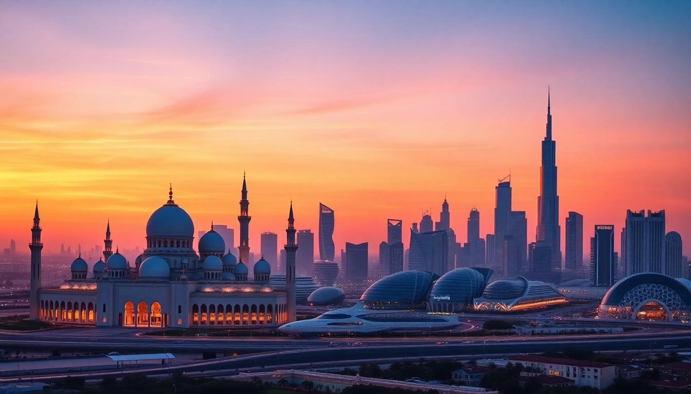 Experience an unforgettable abu dhabi city tour highlighting stunning skyline views at dusk.