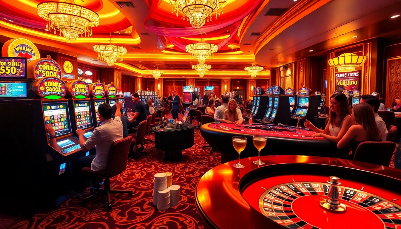 Experience MV 88 capturing thrills as players celebrate big wins in a luxurious casino.