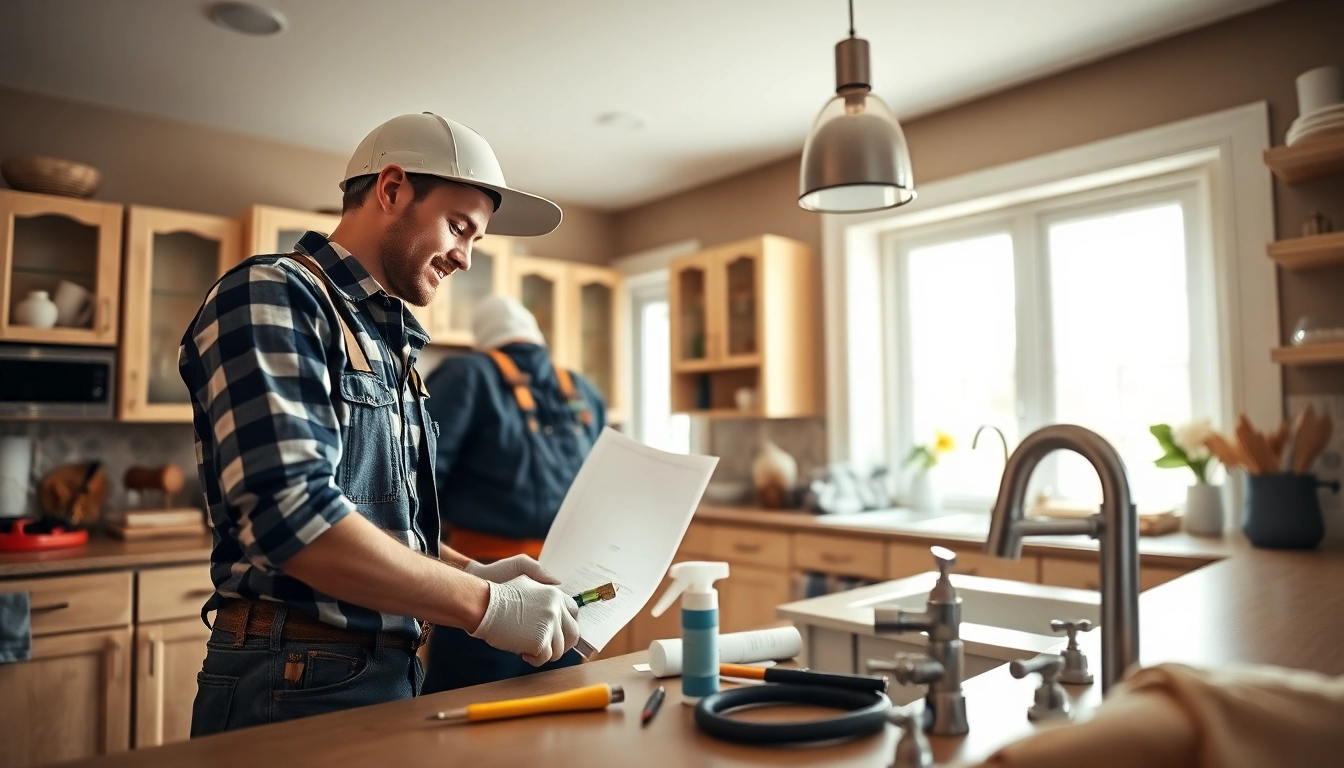 Plumbers Knightdale providing expert plumbing services in a cozy home kitchen setting.