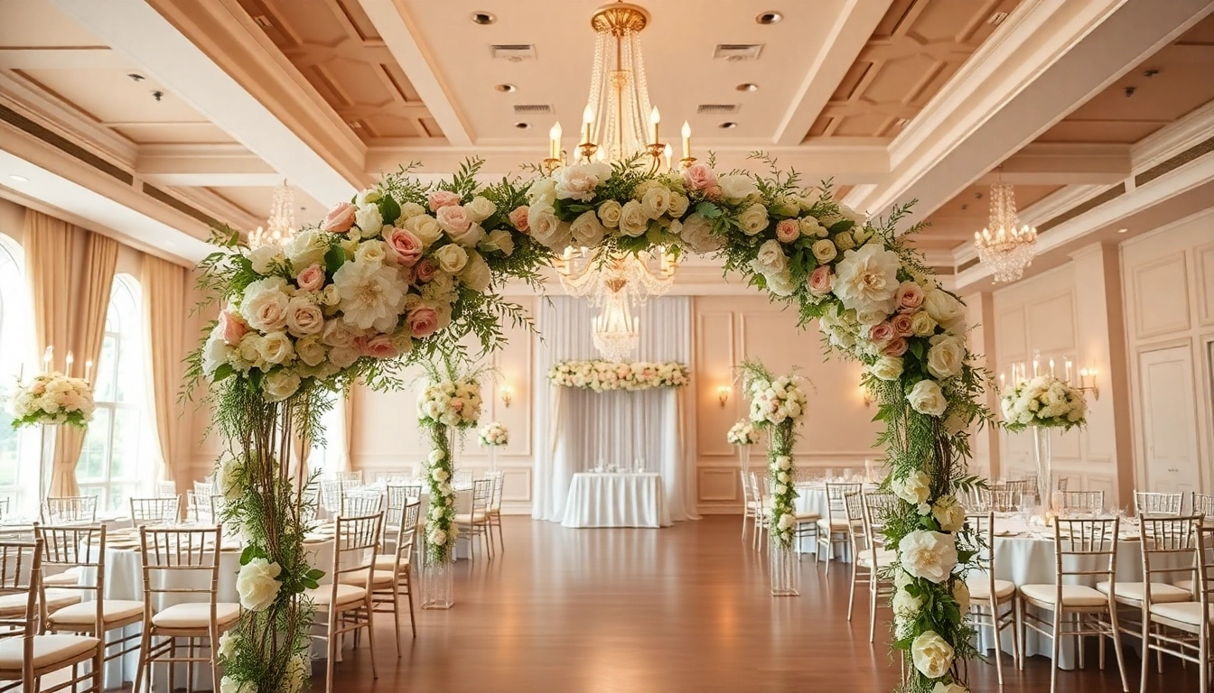 Stunning indoor setting of a Jacksonville Wedding Venue with floral arrangements and elegant décor.