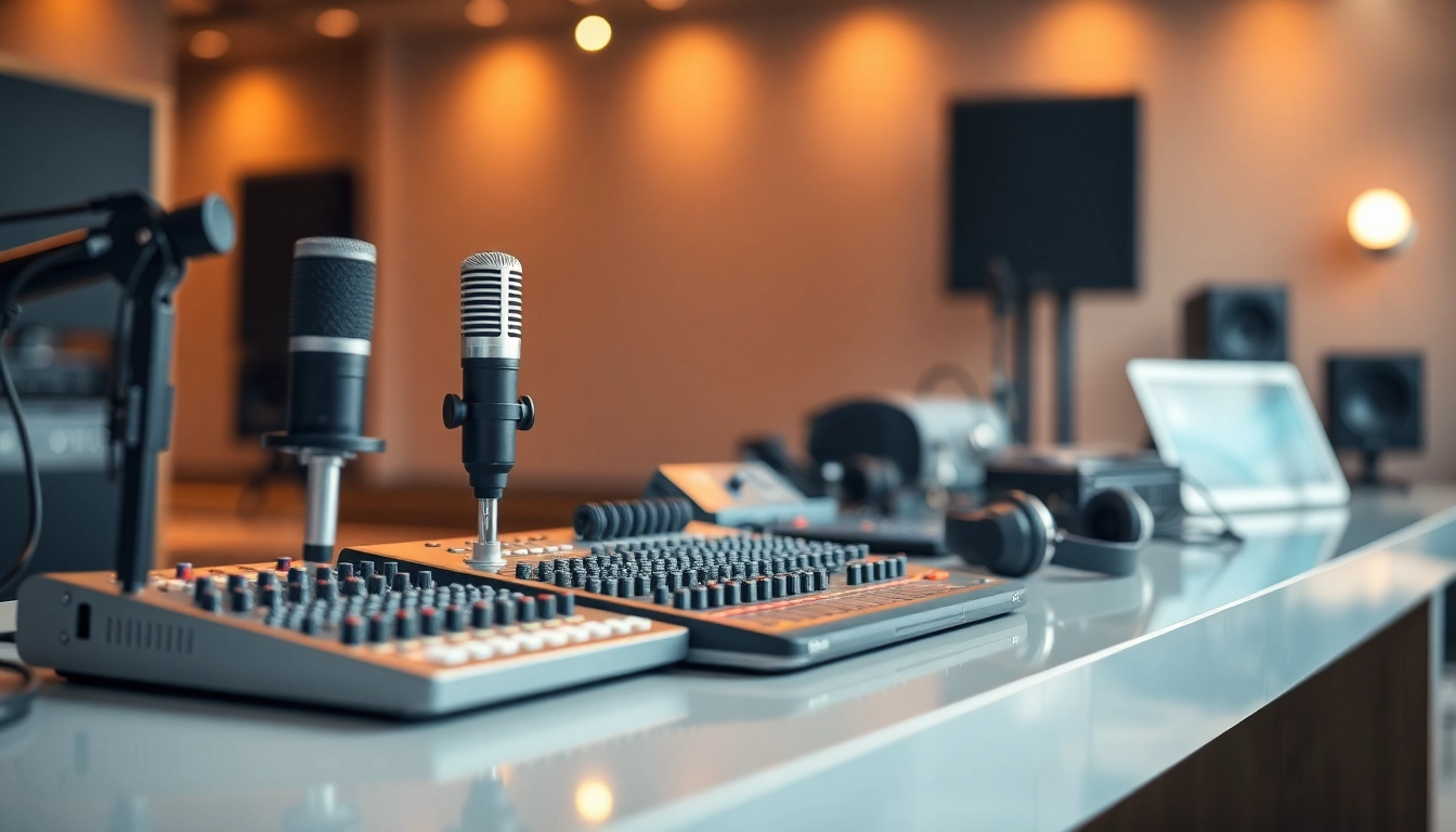 Odtwarzanie dźwięku w wysokiej jakości na sprzęcie audio w studiu.