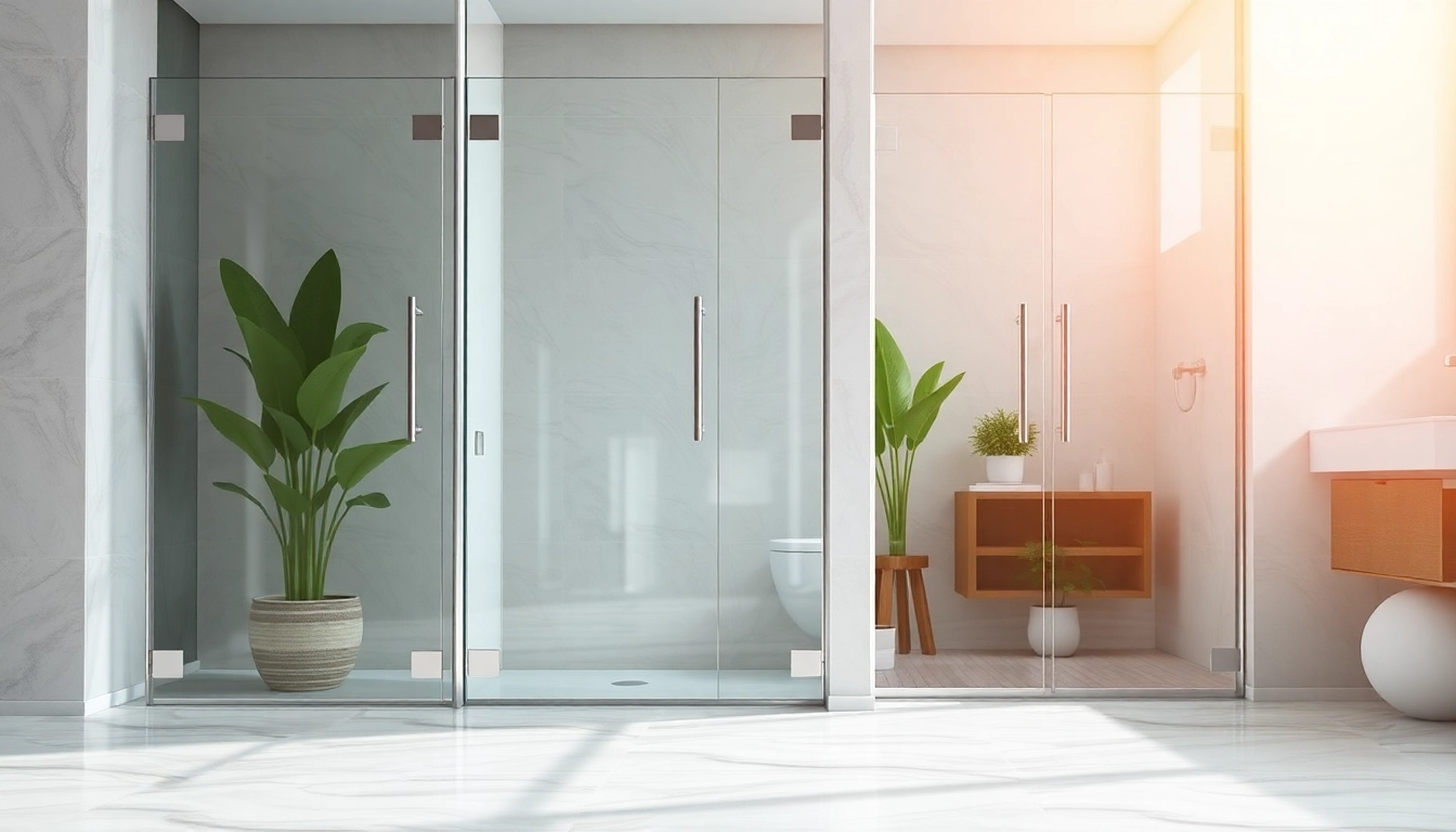 Showcasing elegant shower doors uk with polished chrome handles in a modern bathroom setting.