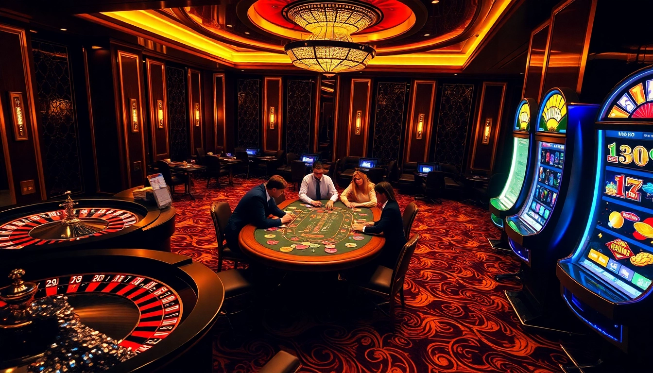 Des joueurs s'engagent dans un poker à enjeux élevés au meilleur casino en ligne, montrant excitation et luxe.