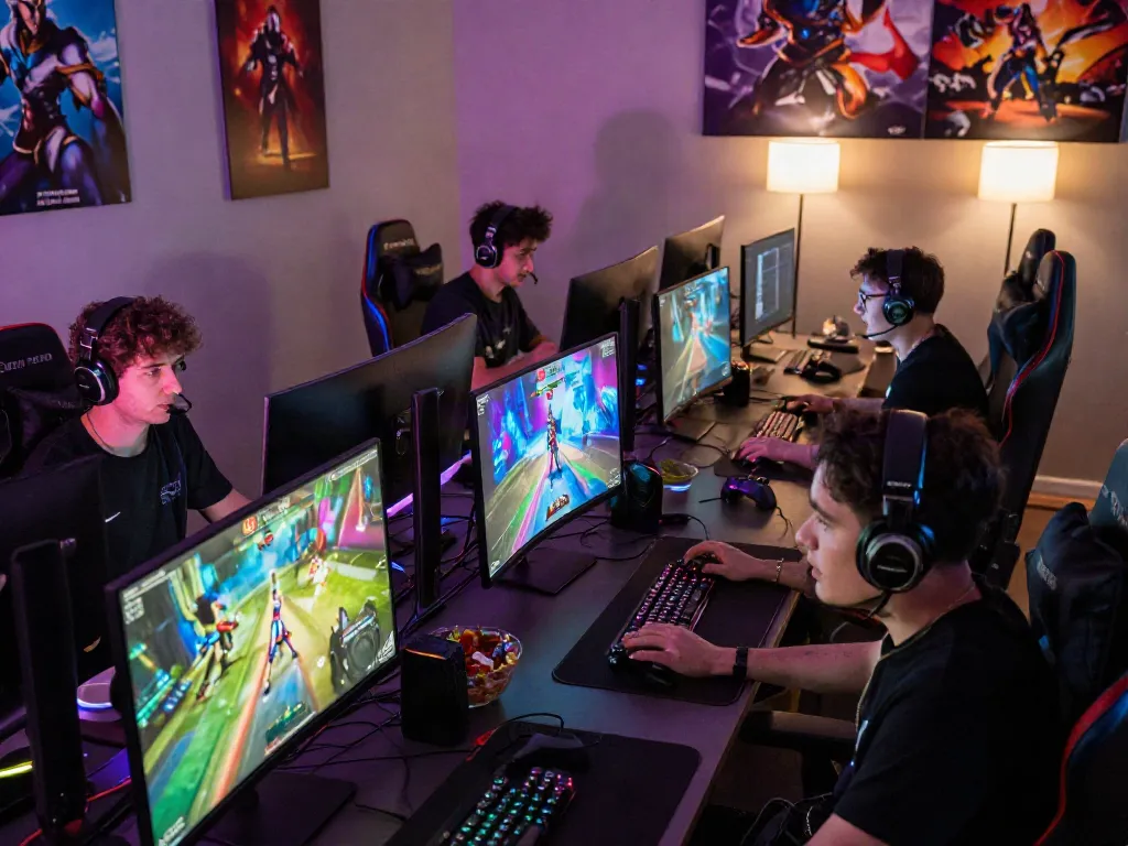 DJARUMBOS dynamic gaming scene with players engaged and vibrant graphics