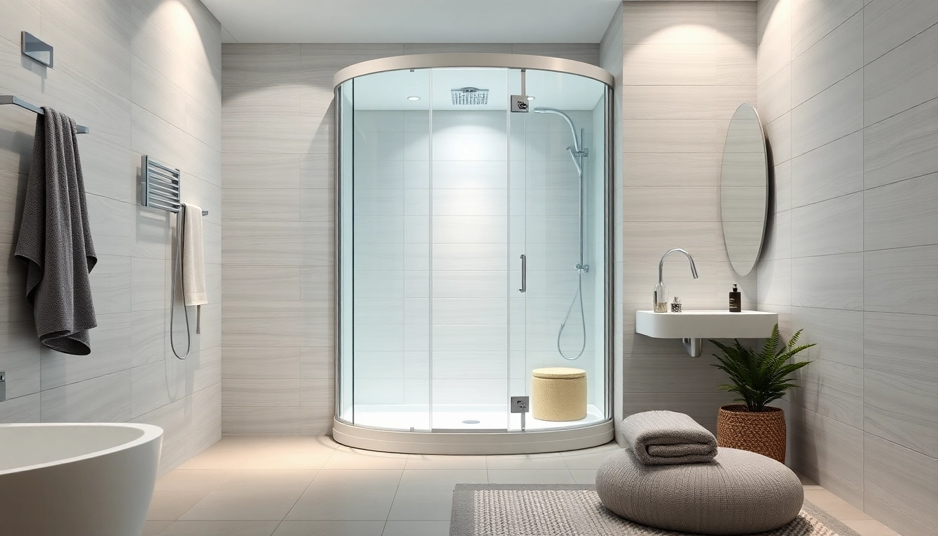 Die sonni Duschkabine im modernen Badezimmer, minimalistisch und elegant gestaltet.