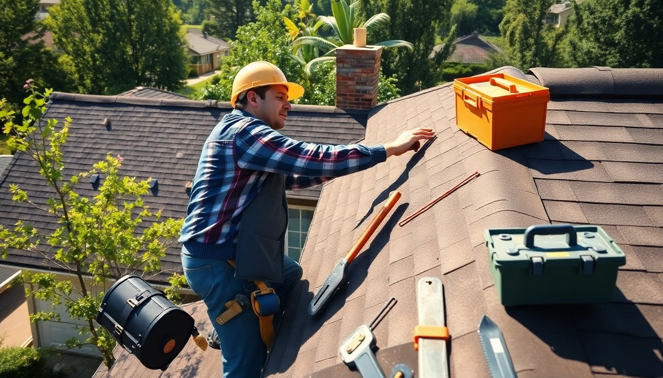 Inspecting roof repair for leaks and damage in a suburban home setting.