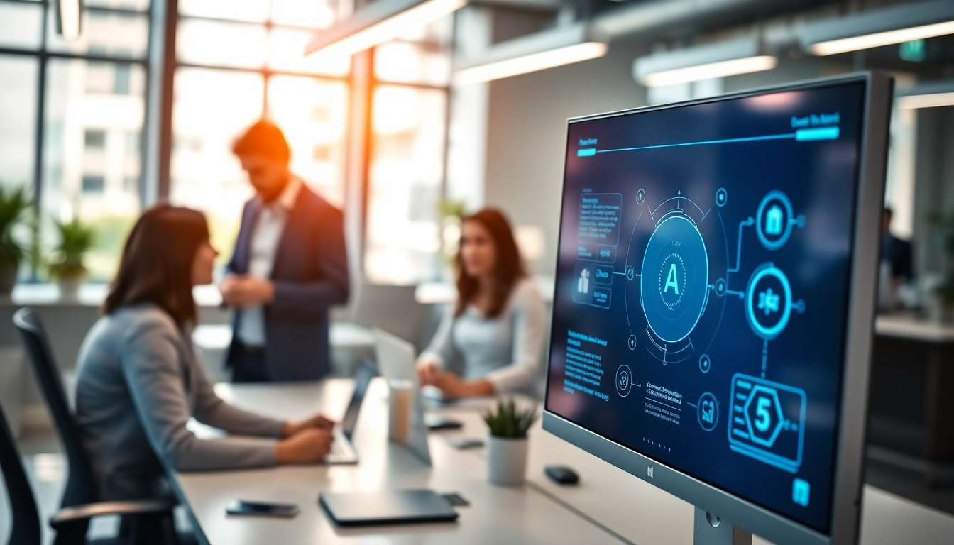 Showcase of an enterprise ai assistant enhancing collaboration in a modern office environment.