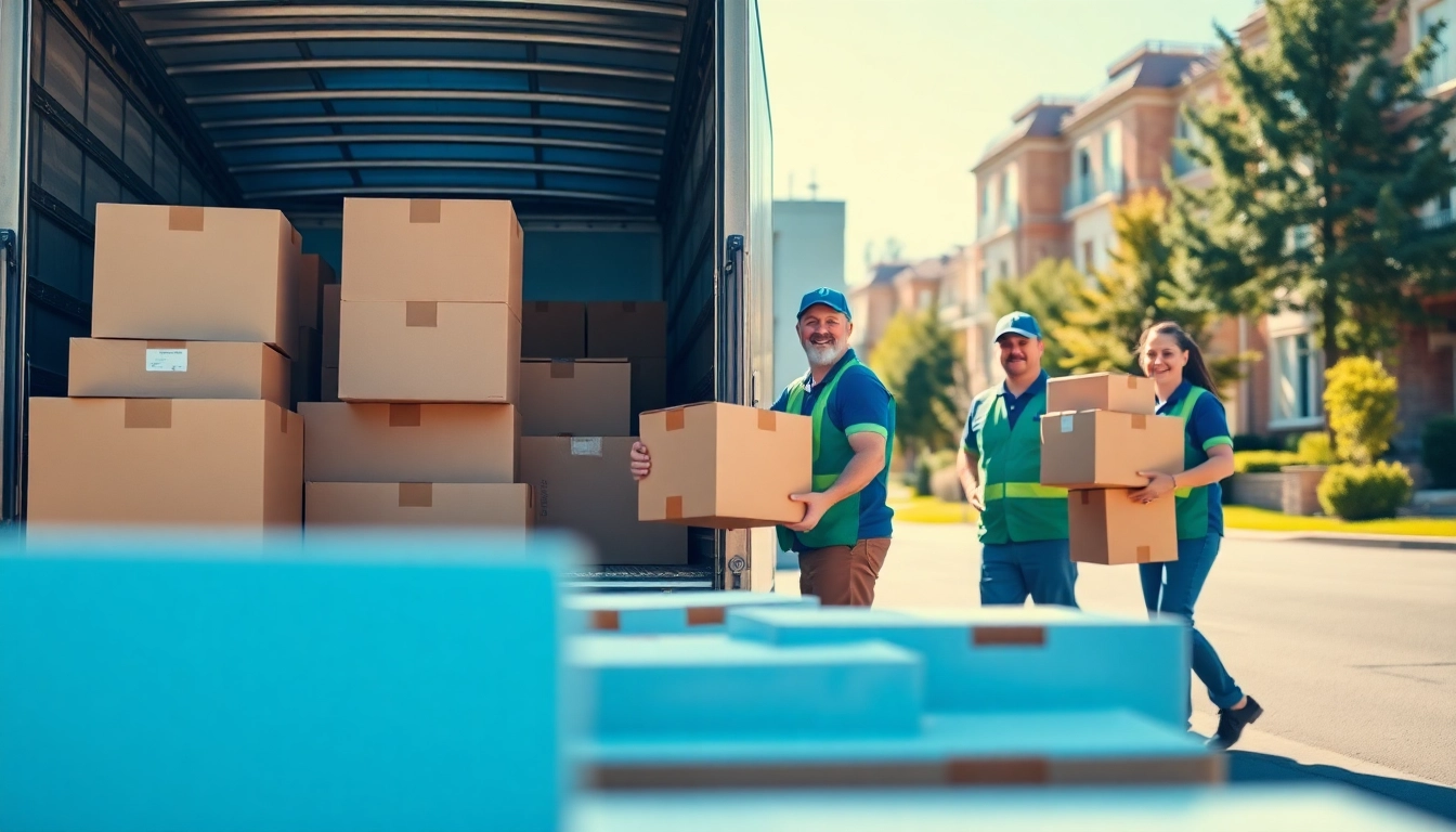 Efficient moving services edmonton with a professional team packing and loading a truck.