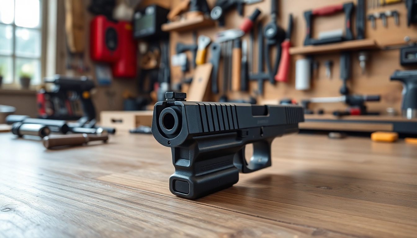 Customize your glock 17 slide with precision parts in a professional workshop setting.