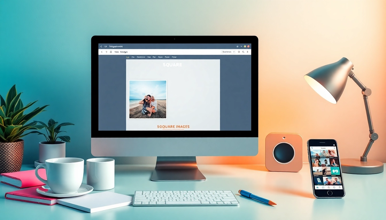 Transform square images with an intuitive online editing tool in a modern workspace.