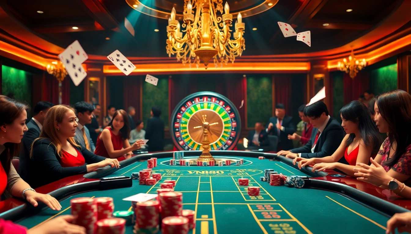 Experience thrilling gameplay at VN88 casino with a vibrant gaming table and exciting atmosphere.