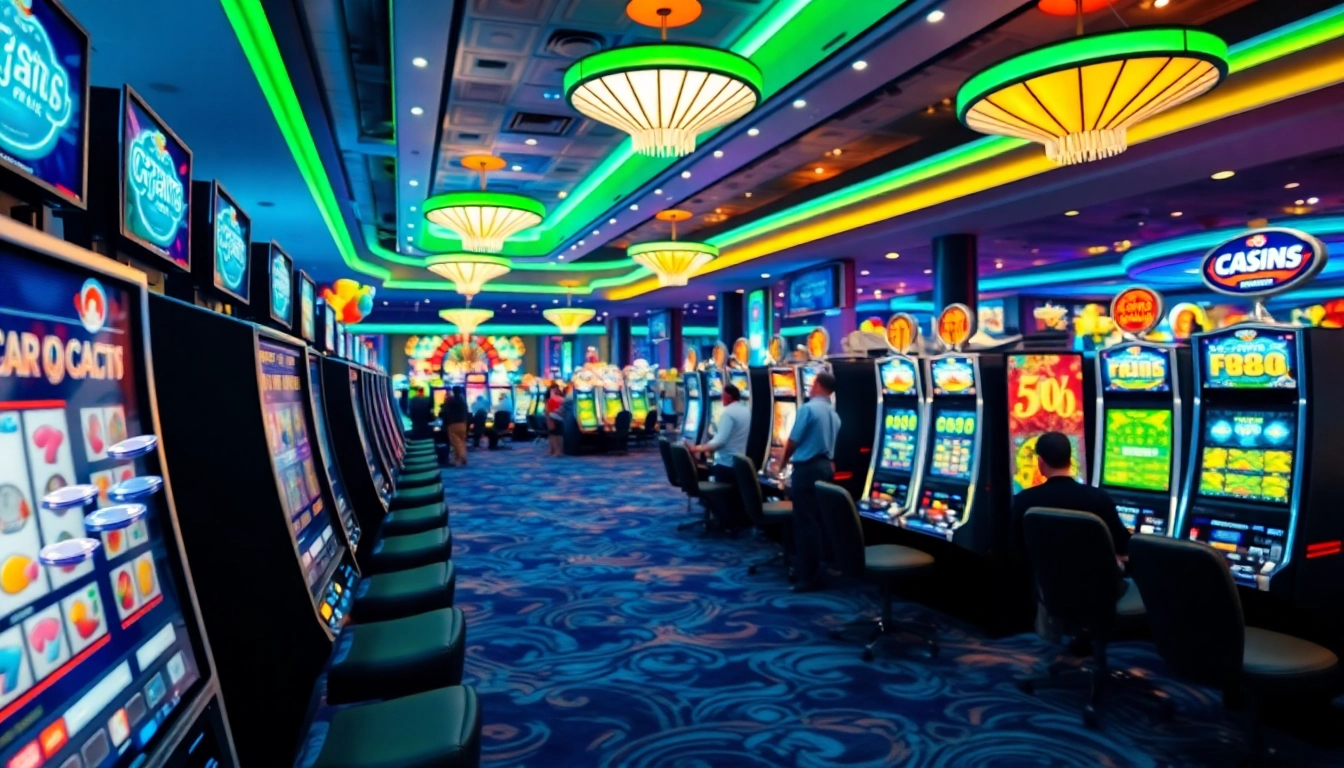 Engaged players enjoying the Vegas hero online casino with vibrant neon lights and exciting games.