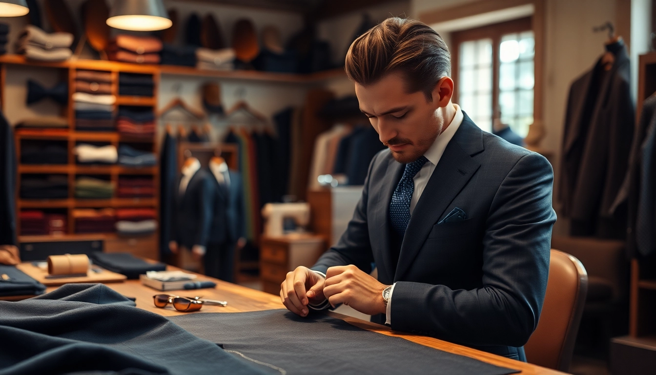 Crafting tailor made bespoke suits in a professional setting showcases expert tailoring skills.