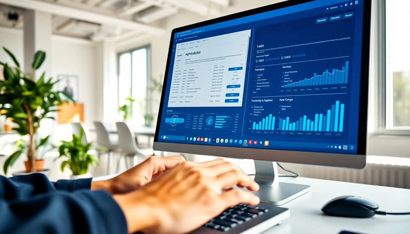 Utilize the best sales navigator scraping tool displayed on a sleek computer interface in a modern office.
