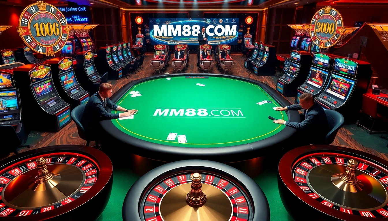 Engaging poker play at MM88 COM casino showcasing thrilling gameplay and luxury.