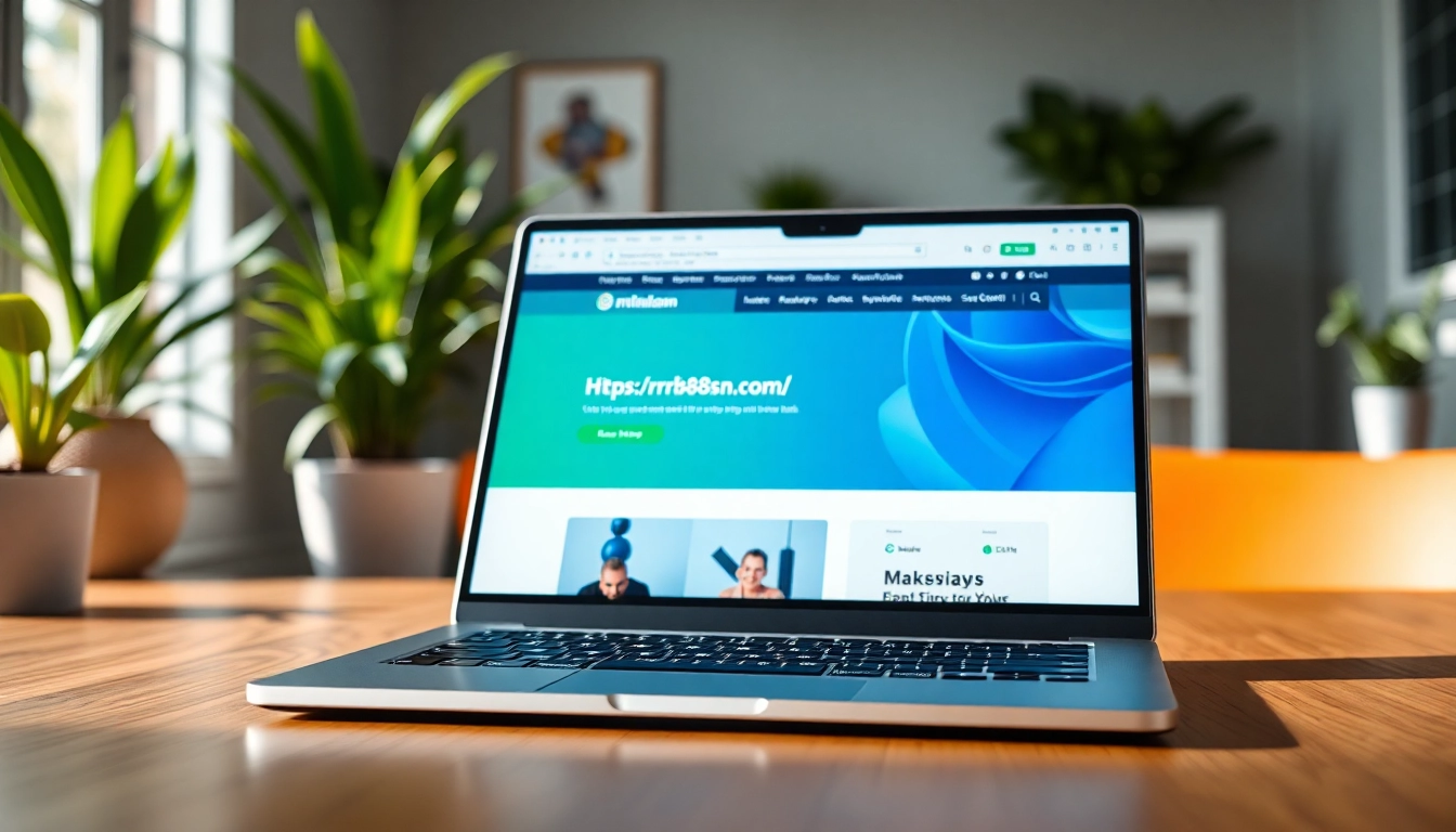 View of a sleek laptop displaying https://rr88sn.com/ in a bright workspace, emphasizing modern design.