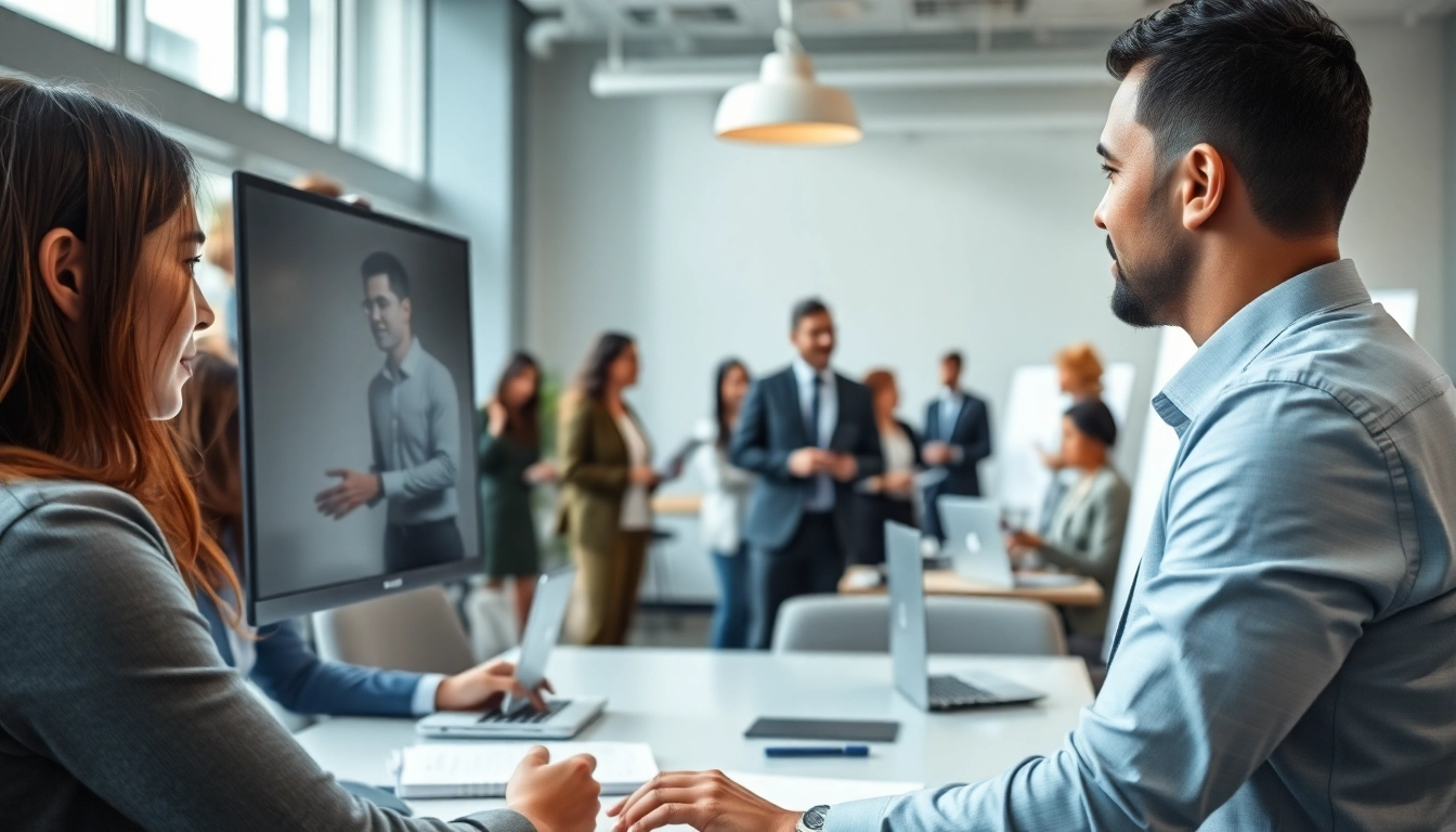 Engaging enterprise ai assistant supports professionals with productivity tools in a modern office.