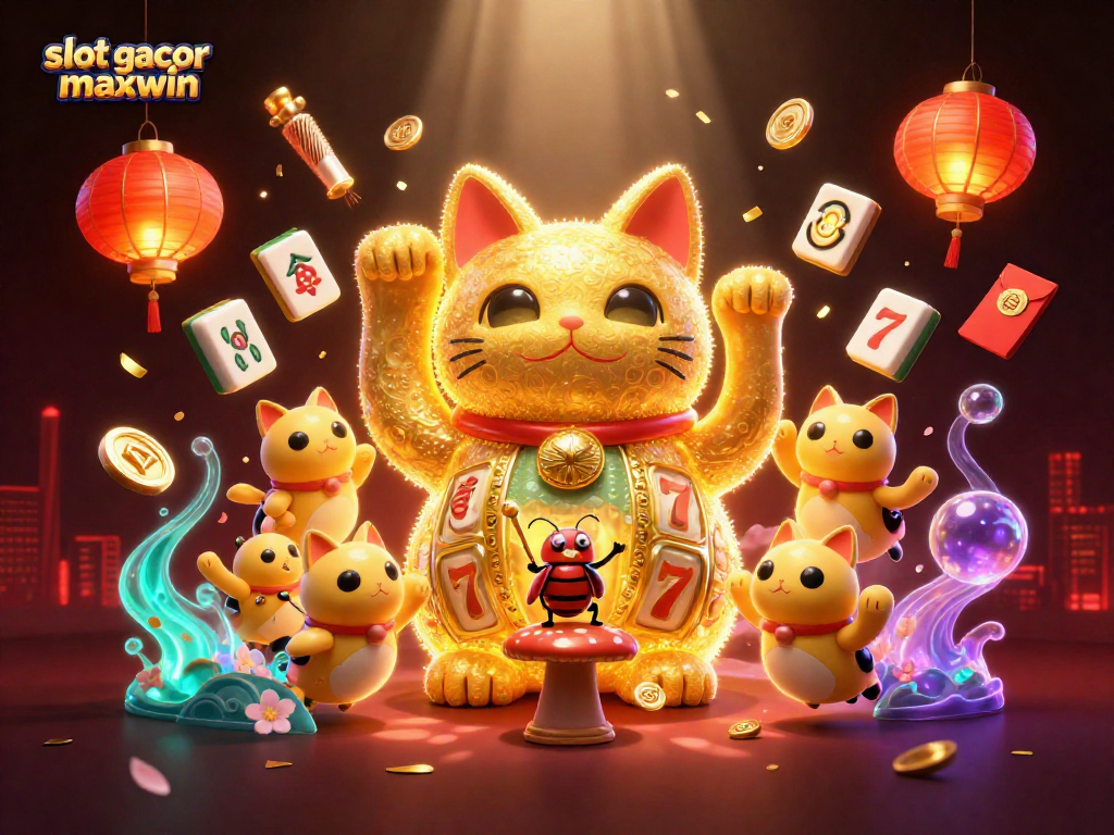 Memenangkan jackpot dengan slot gacor maxwin melalui ilustrasi kasino yang penuh warna dan elemen permainan menarik.