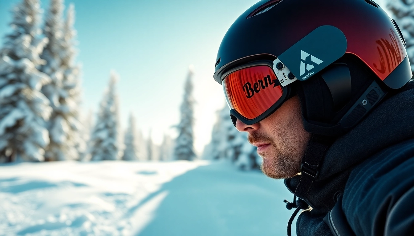 Experience the thrill with bern helmets on a dynamic winter slope.