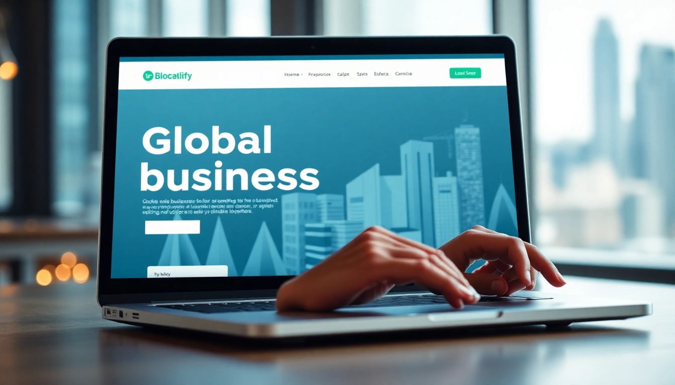 Showcasing a global business directory website with a vibrant digital interface and active user engagement.