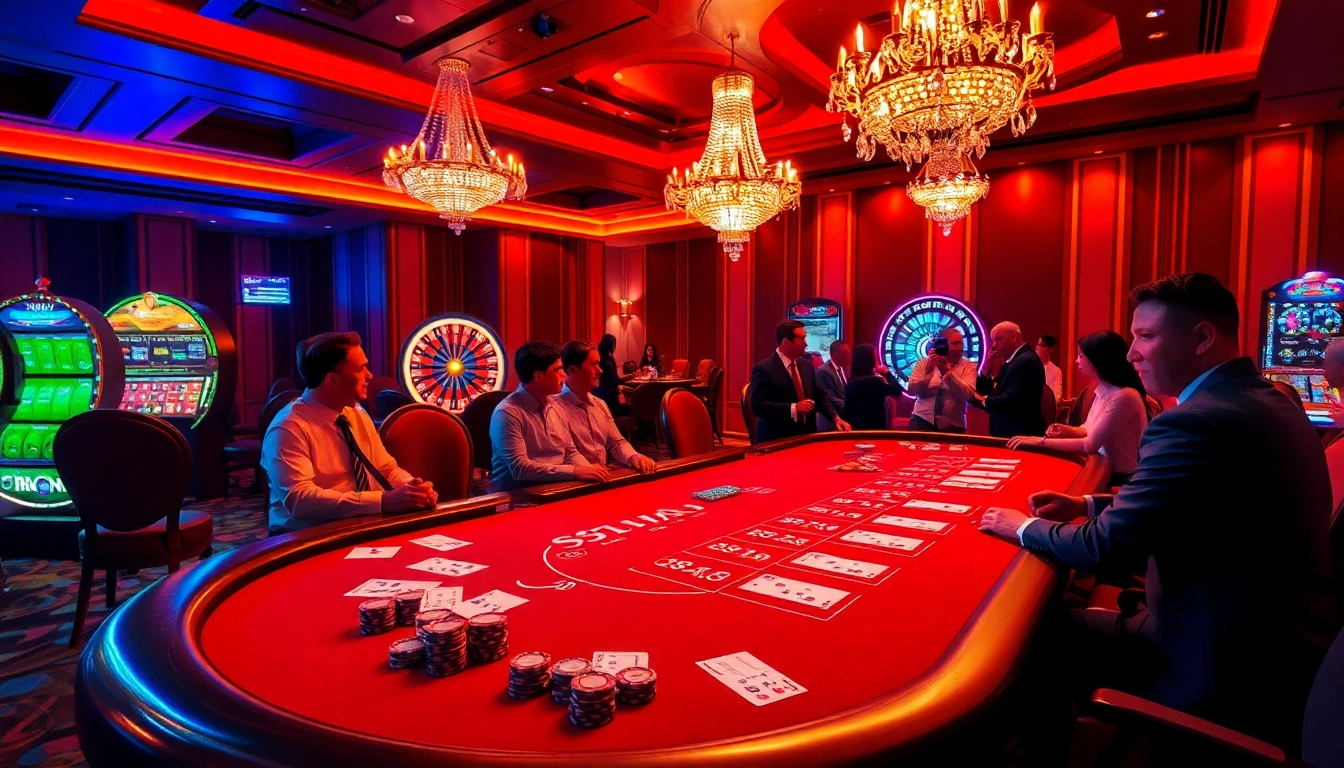 Experience high-stakes action at s88vip with a luxurious casino scene featuring roulette and blackjack tables.