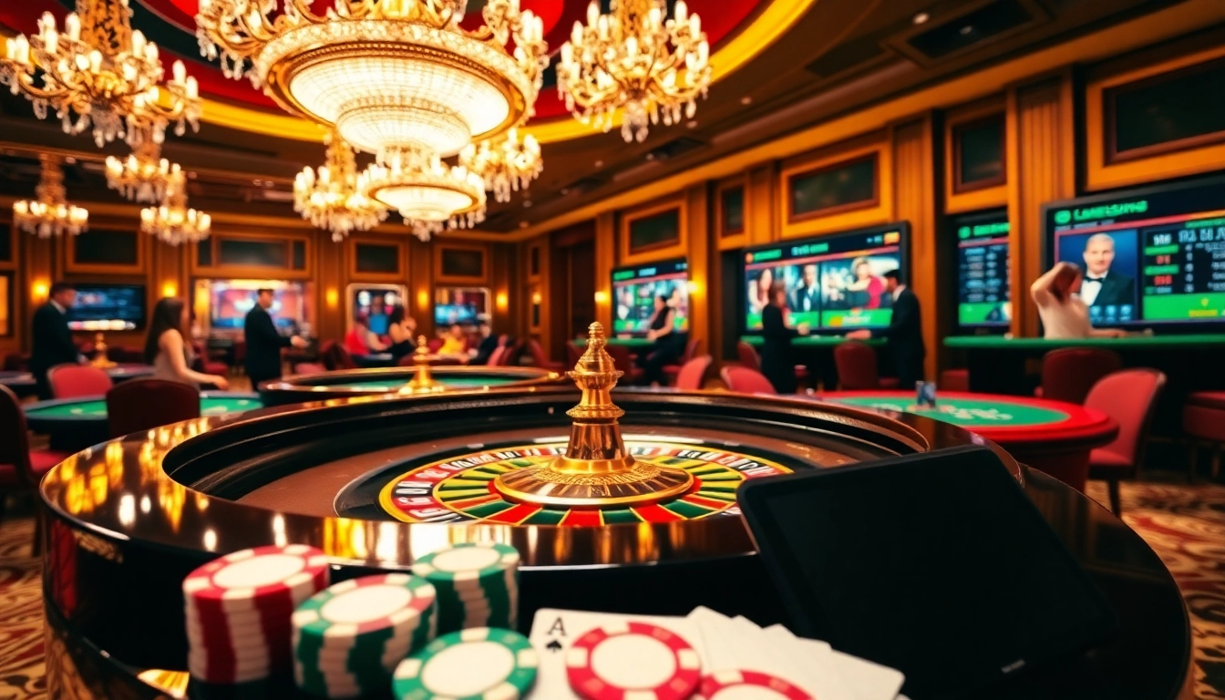 Ressentez l'excitation du meilleur casino en ligne avec des jetons de poker vibrants à une table de roulette.