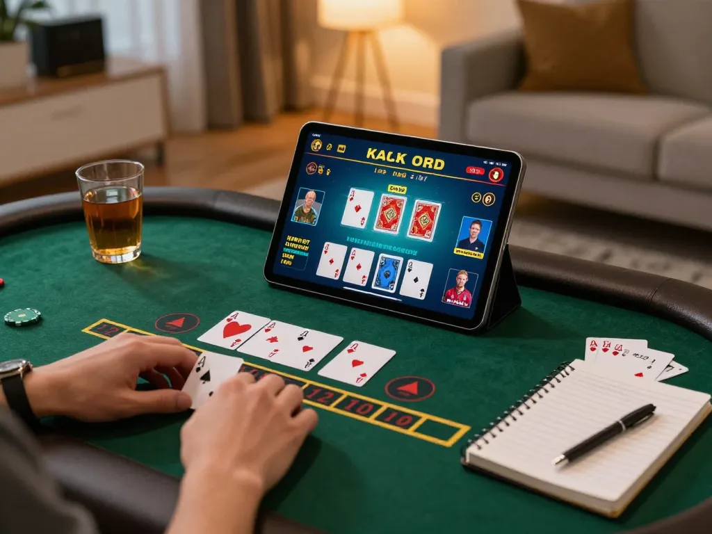 Player strategizing on alexis77 platform during live dealer blackjack session at home